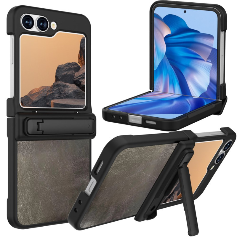 Capa Samsung Galaxy Z Flip 7 FE / Z Flip 6 Couro Efeito Vintage Suporte
