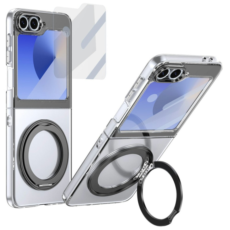 Capa para Samsung Galaxy Z Flip 7 FE / Z Flip 6 Suporte magnético e película protetora de ecrã HD
