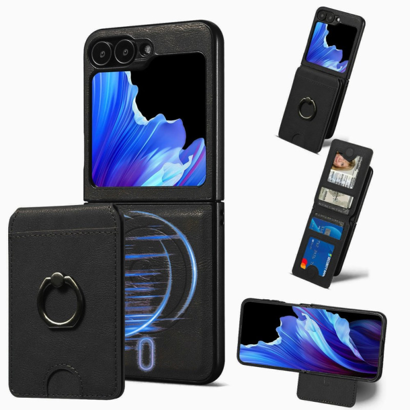 Capa magnética para Samsung Galaxy Z Flip 7 FE / Z Flip 6 com suporte de cartão amovível