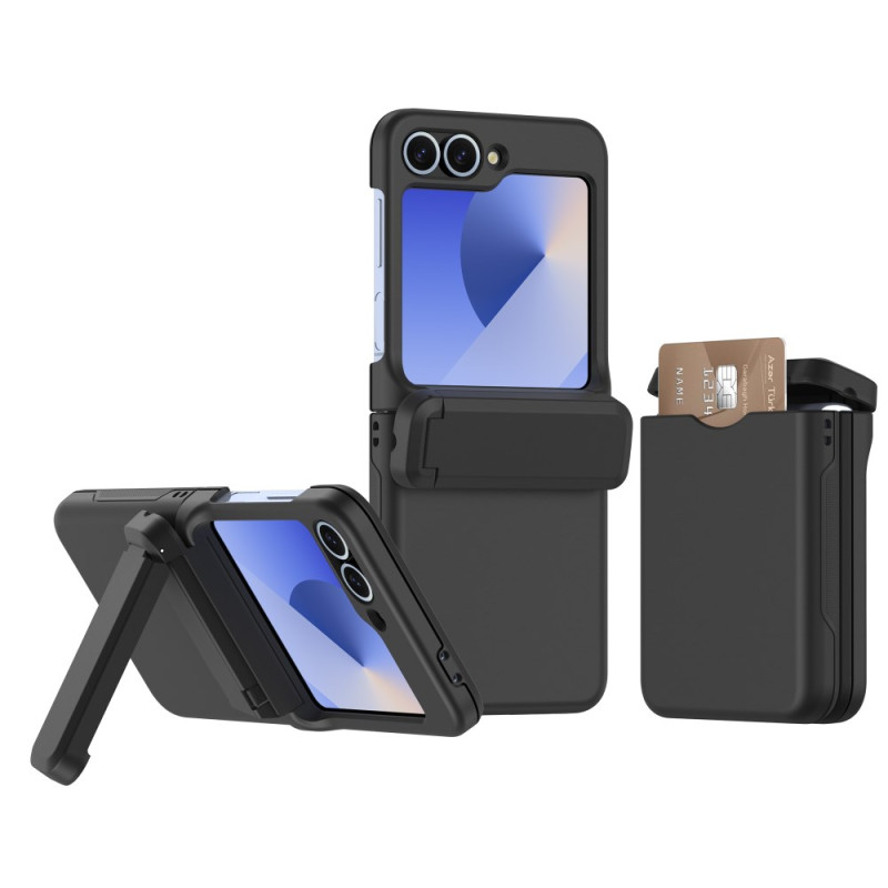 Capa para Samsung Galaxy Z Flip 7 FE / Z Flip 6 Suporte integrado e suporte para cartões
