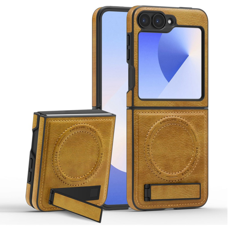 Capa Samsung Galaxy Z Flip 7 FE / Z Flip 6 Compatibilidade com MagSafe Suporte de efeito de couro