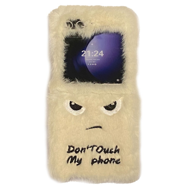 Capa de peluche para Samsung Galaxy Z Flip 7 FE / Z Flip 6 Não toques no meu telemóvel