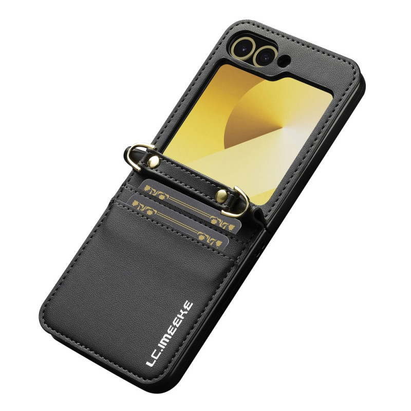 Capa para Samsung Galaxy Z Flip 7 FE / Z Flip 6 Suporte para cartão e alça longa