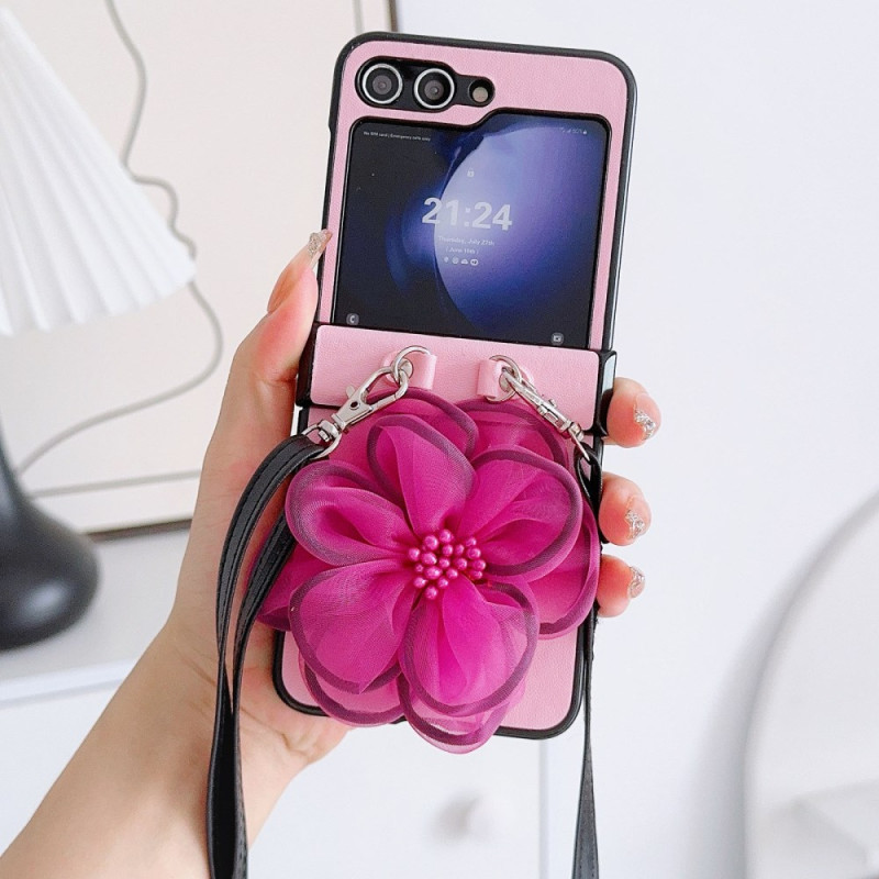 Samsung Galaxy Z Flip 7 FE / Z Flip 6 Capa em organza com flores