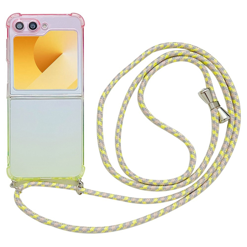 Capa com cordão gradiente para Samsung Galaxy Z Flip 7 FE / Z Flip 6