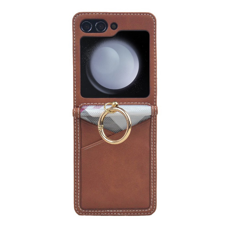 Capa pSamsung Galaxy Z Flip 7 FE / Z Flip 6 Suporte para cartão e anel de metal