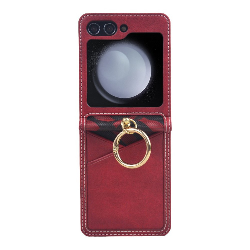 Capa pSamsung Galaxy Z Flip 7 FE / Z Flip 6 Suporte para cartão e anel de metal