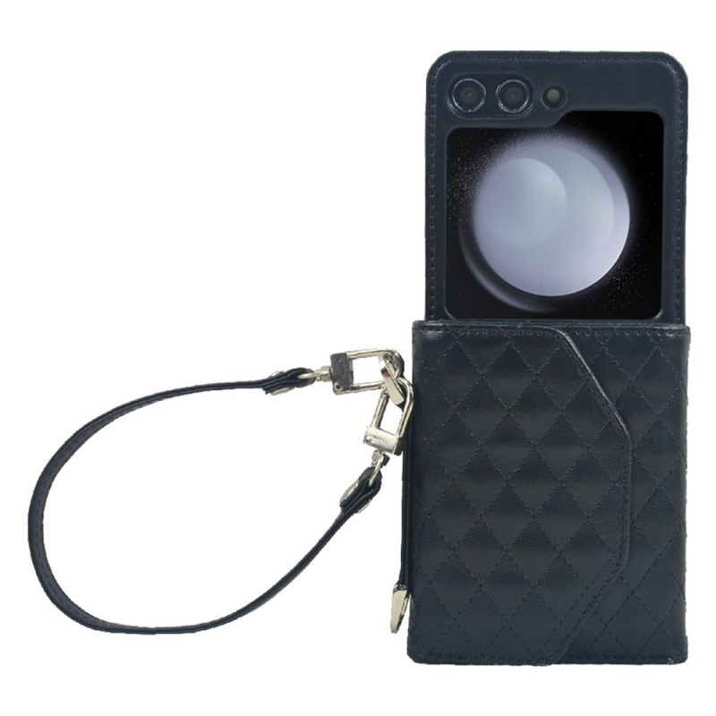 Capa para Samsung Galaxy Z Flip 7 FE / Z Flip 6 Suporte para cartão e correia