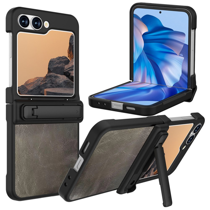 Capa de couro com suporte para Samsung Galaxy Z Flip 7 FE / Z Flip 6