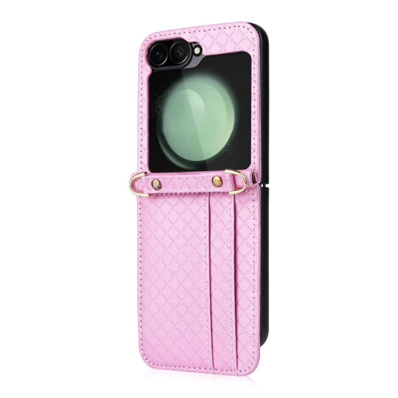 Capa Samsung Galaxy Z Flip 7 FE / Z Flip 6 Padrão Losanges com alça de ombro