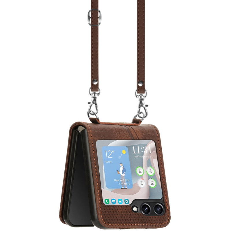 Capa geométrica para Samsung Galaxy Z Flip 7 FE / Z Flip 6 com alça de ombro