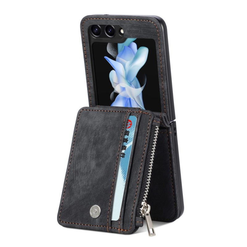 Capa Samsung Galaxy Z Flip 7 FE / Z Flip 6 Retro Suporte e porta-cartões com fecho