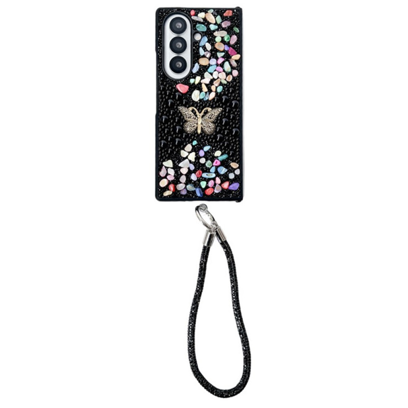 Capa para Samsung Galaxy Z Fold 7 Butterfly Strass com correia