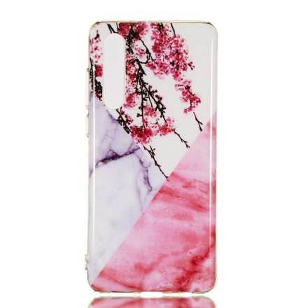 Huawei P30 Capa de flor de ameixa marmoreada