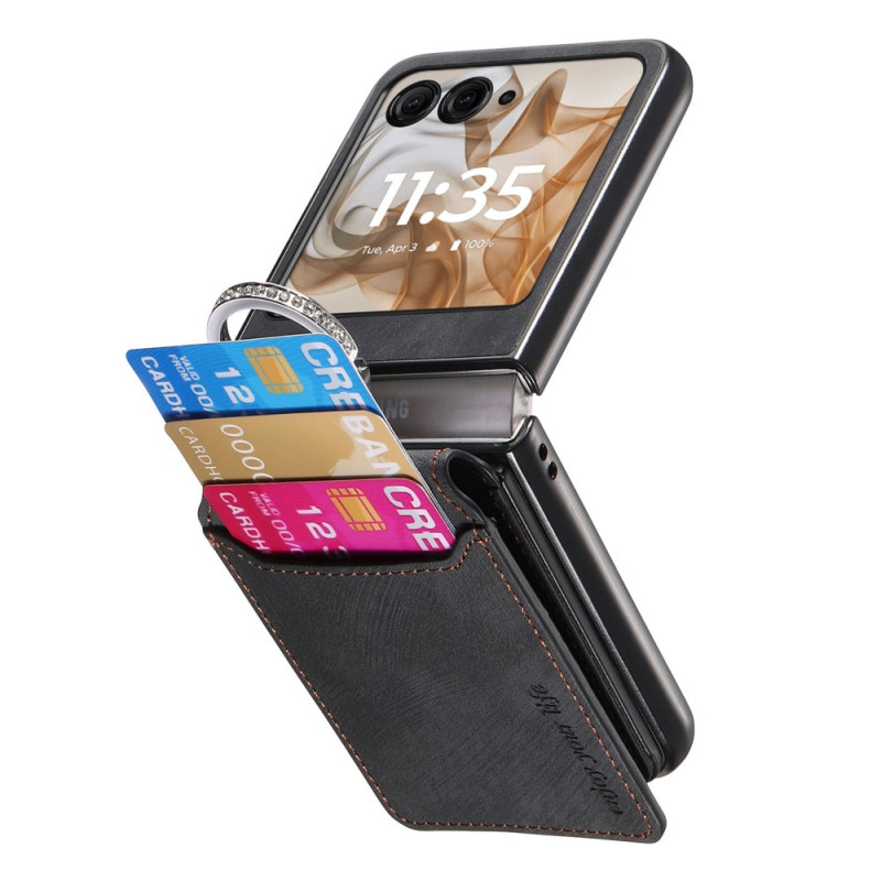 Capa Motorola Razr 60 Style Capa de camurça e suporte para cartões