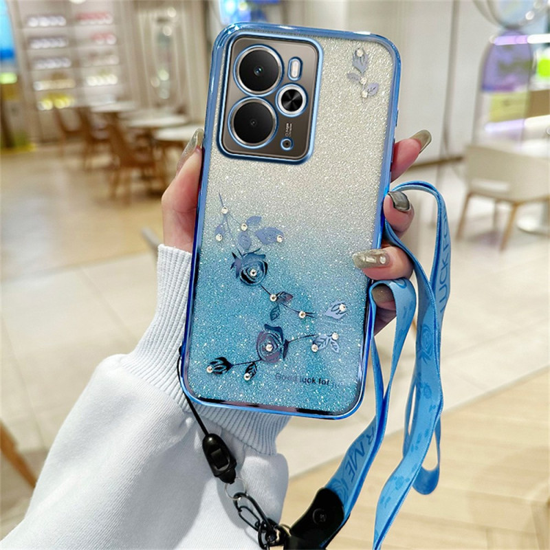 Coque Realme 14 5G / 14T 5G Fleurs et Strass à Lanière KADEM