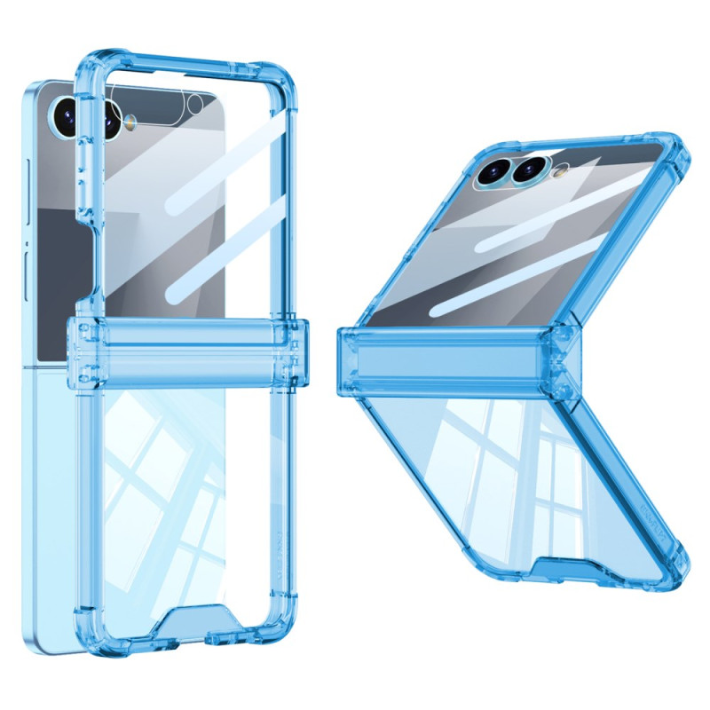 Capa colorida translúcida para Samsung Galaxy Z Flip 7 com proteção Airbag