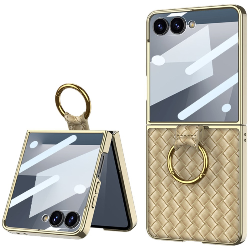Capa Samsung Galaxy Z Flip 7 com textura de tecido e anel de suporte