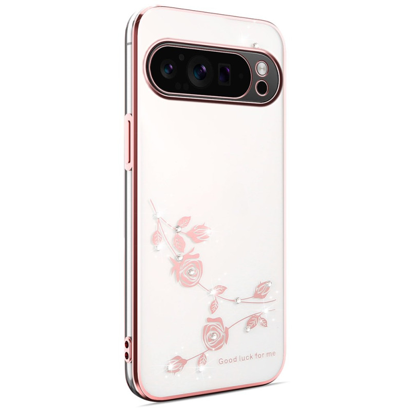 Capa para Google Pixel 10 Pro XL Decoração floral e com strass
