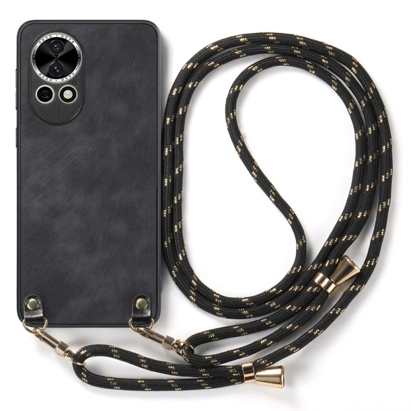 Capa com cordão
 para Huawei Nova 13 em pele sintética retro