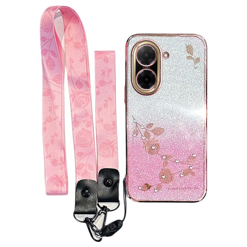 Capa Poco C71 4G Flores e Strass e Correias KADEM