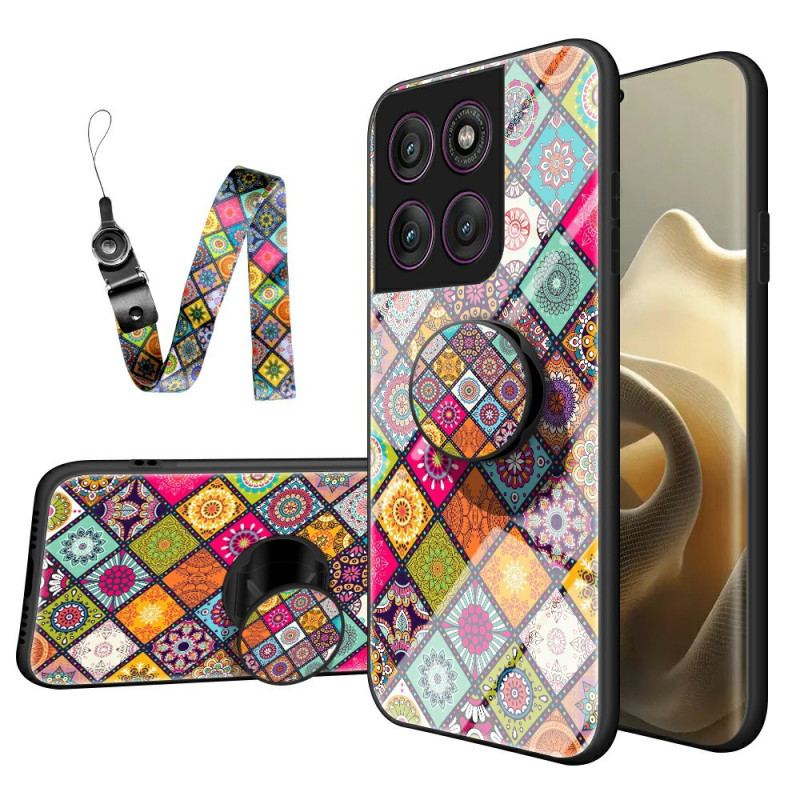 Capa Motorola Edge 60 Pro de vidro temperado com anel de suporte