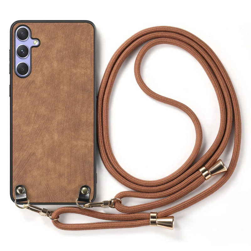 Capa com cordão de efeito camurça para Samsung Galaxy A05s
