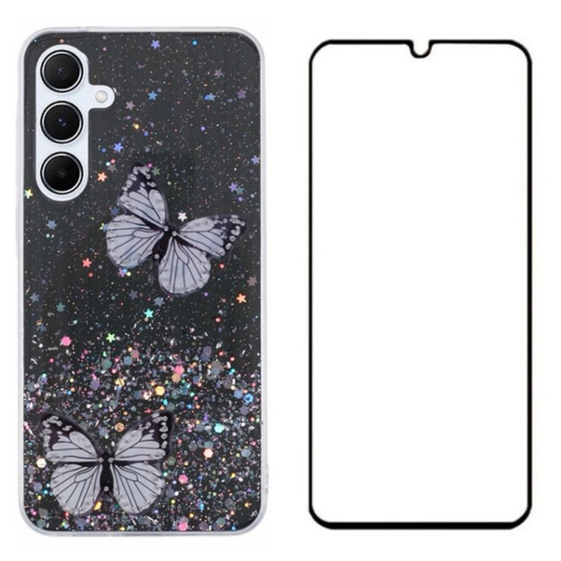 Capa com design de borboleta para Samsung Galaxy A05s e protetor de ecrã