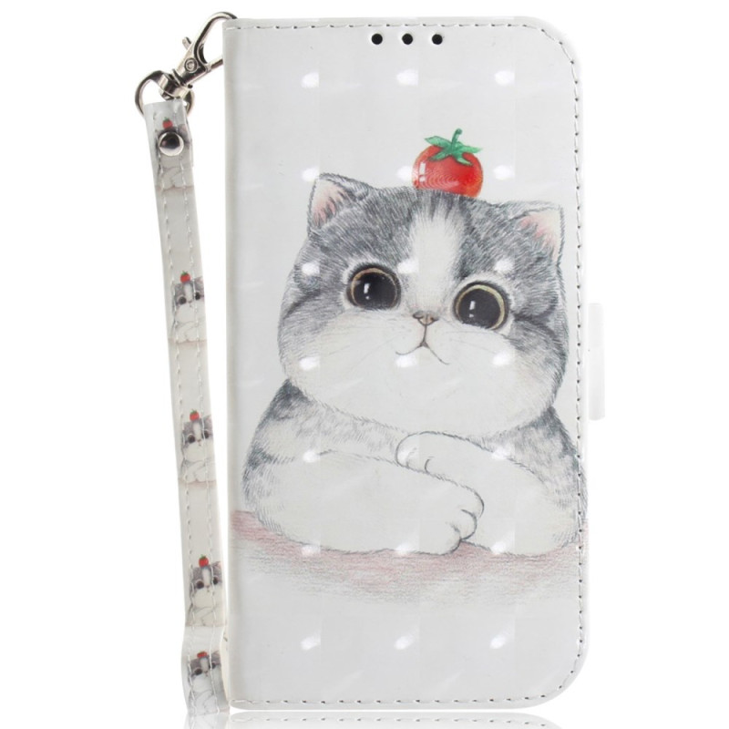Capa com cordão para Samsung Galaxy S25 FE Gato e morango