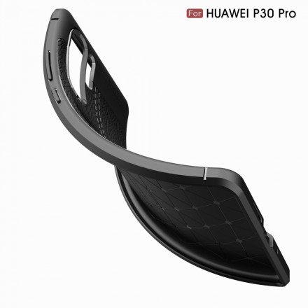 Huawei P30 Plus Capa de Couro Lychee Efeito Linha Dupla de Efeito Lychee