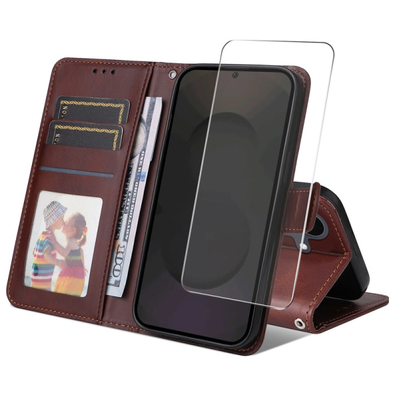 Capa em pele sintética para Samsung Galaxy S25 FE com protetor de ecrã