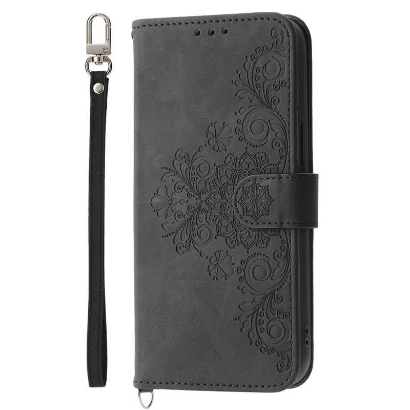 Capa com impressão em renda para Samsung Galaxy S25 FE com alça e alça de ombro