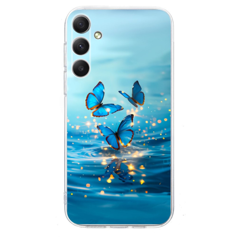 Capa azul borboletas para Samsung Galaxy S25 FE