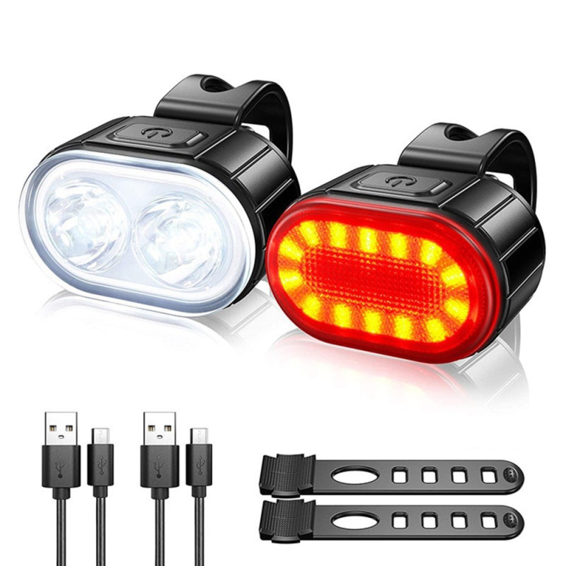 Conjunto de luzes recarregáveis para bicicleta