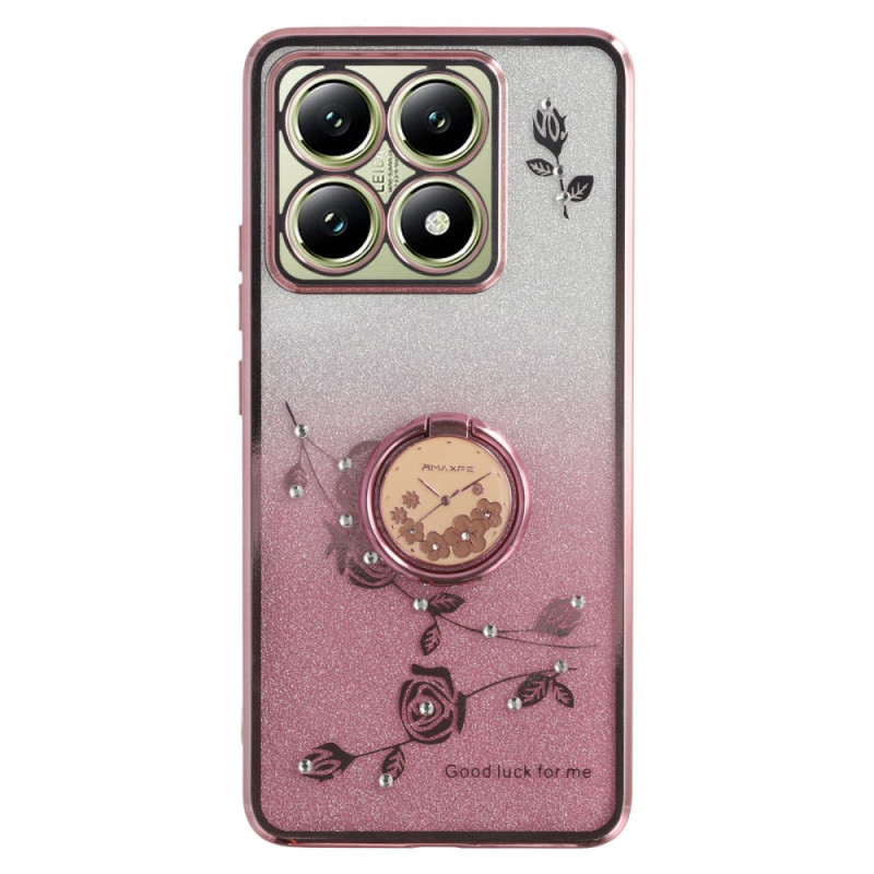Capa para Xiaomi 14T Anel de suporte com flores e strass KADEM