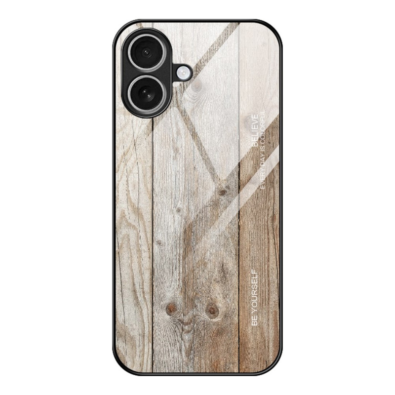 Capa de vidro temperado com efeito madeira para iPhone 17