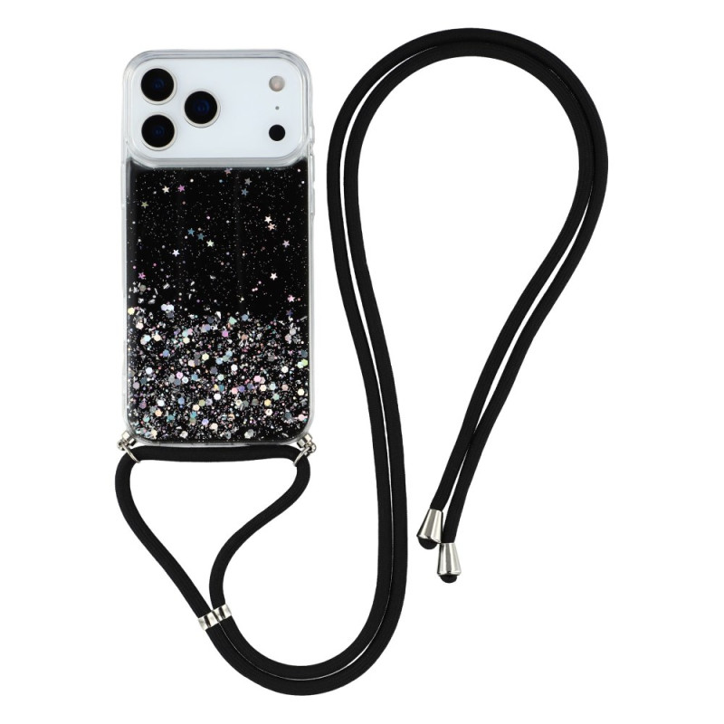 Capa com cordão para iPhone 17 Pro Glitter