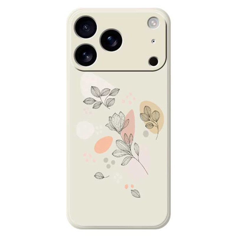 Capa de silicone líquido para iPhone 17 Pro Folhas esboçadas