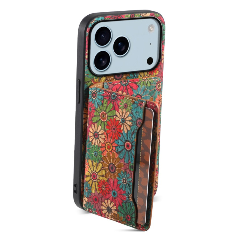 Capa para iPhone 17 Pro com padrão floral e suporte integrado