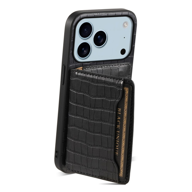 Capa para iPhone 17 Pro Capa para cartão com efeito de crocodilo