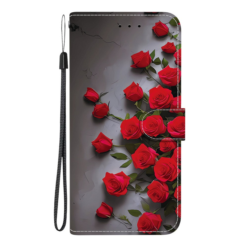 Capa para Samsung Galaxy A07 4G / A06 5G / A06 4G com suporte e impressão - Rosa Vermelho
