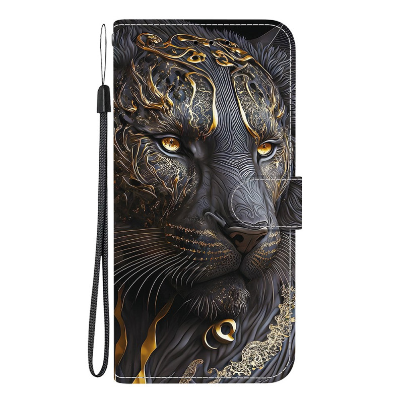 Capa de leão para Samsung Galaxy A07 Preto e dourado