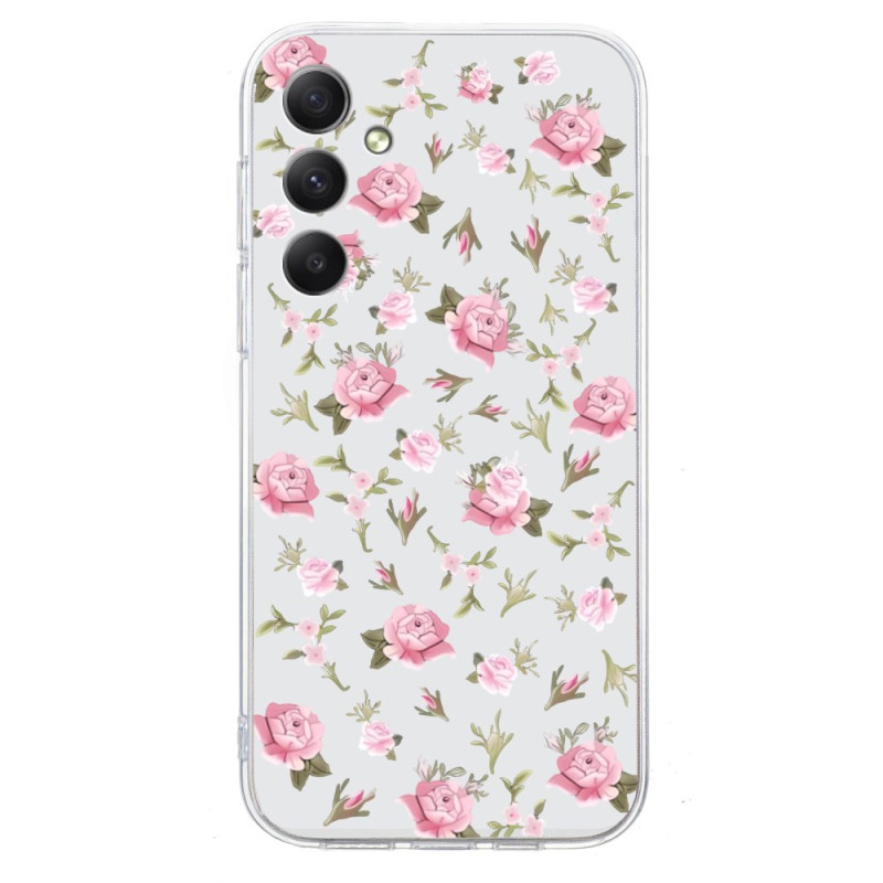 Capa Galaxy A07 4G Design floral cor-de-rosa
