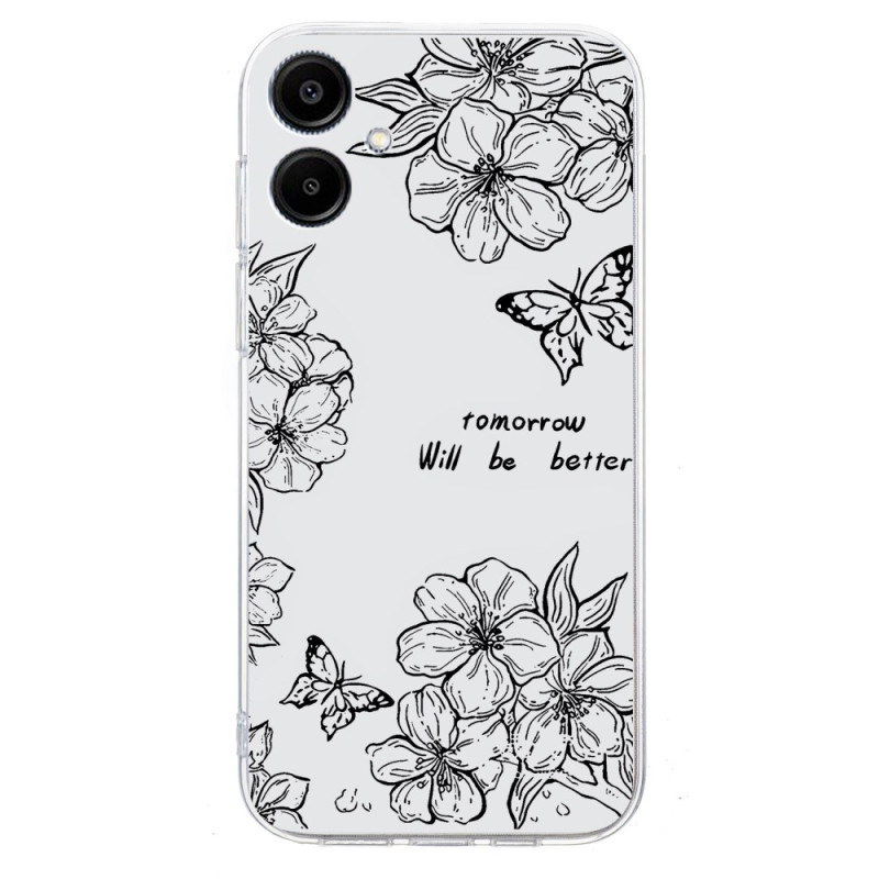 Capa com padrão floral branca e preta para Samsung Galaxy A07