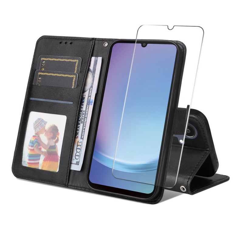 Capa de couro falsa para Samsung Galaxy A07 com protetor de ecrã