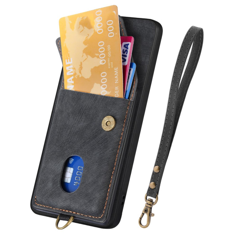Capa de efeito camurça para Samsung Galaxy A17 5G com suporte para cartões e correia