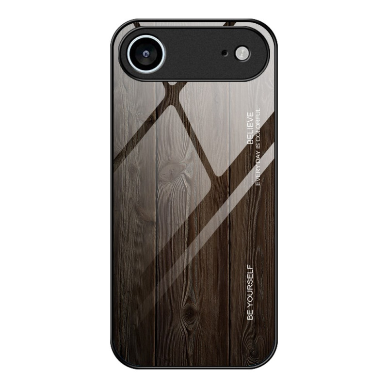 Capa de vidro temperado com efeito madeira para iPhone 17 Air
