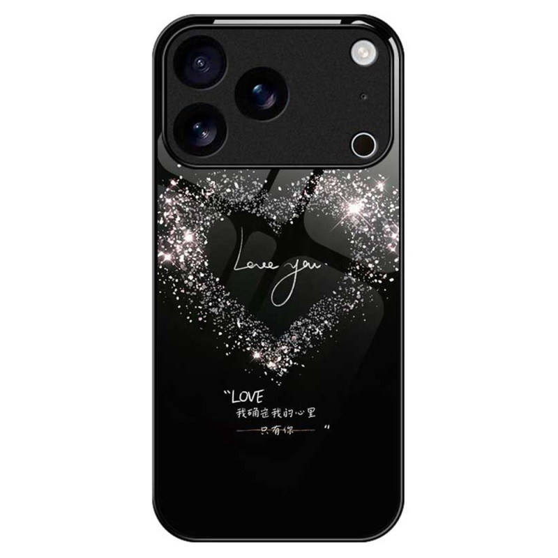iPhone 17 Pro Max Capa rígida de vidro Coração Preto