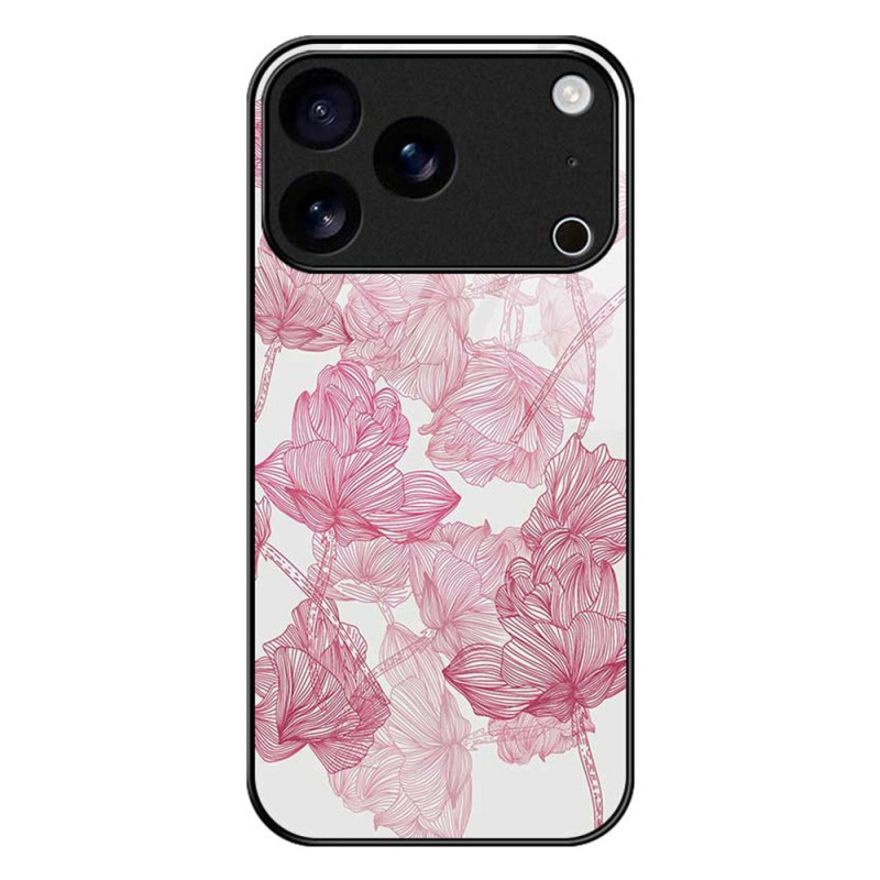 Capa de vidro temperado para iPhone 17 Pro Max Rosa Floralie