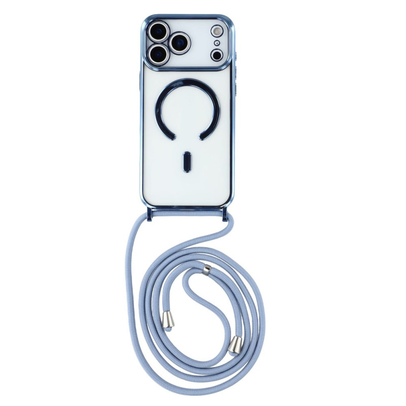 Capa magnética transparente com cordão para iPhone 17 Pro Max